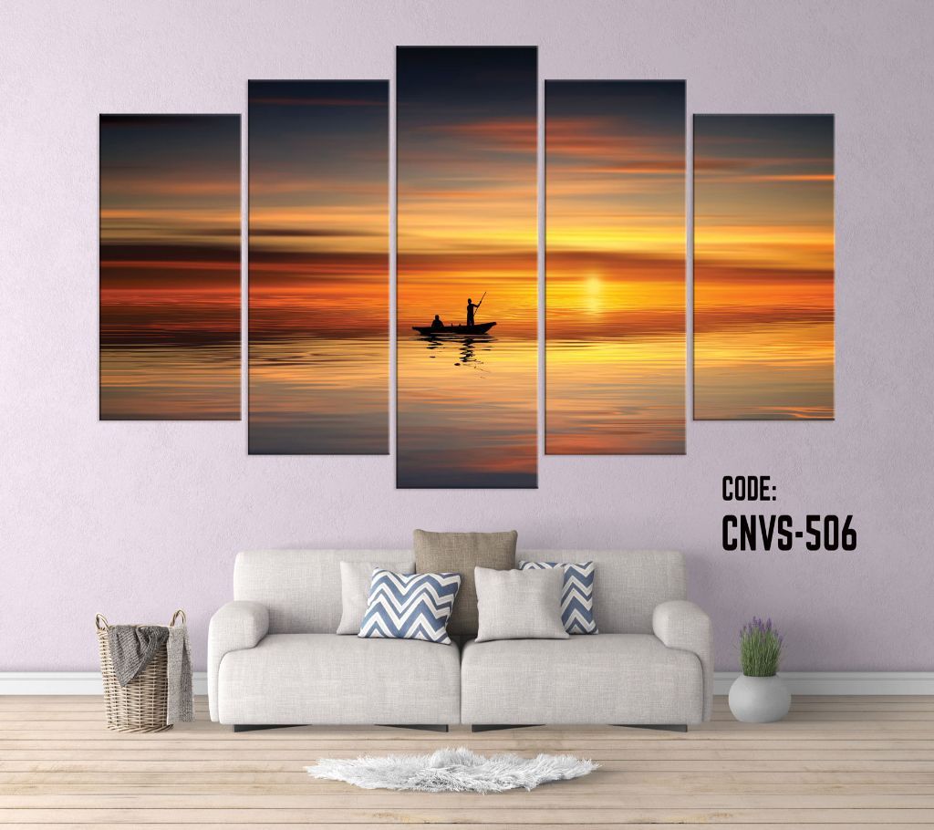 CNVS-506 Sea Sunset Boat Wall Canvas Art Prints 72 inch x 36 inch