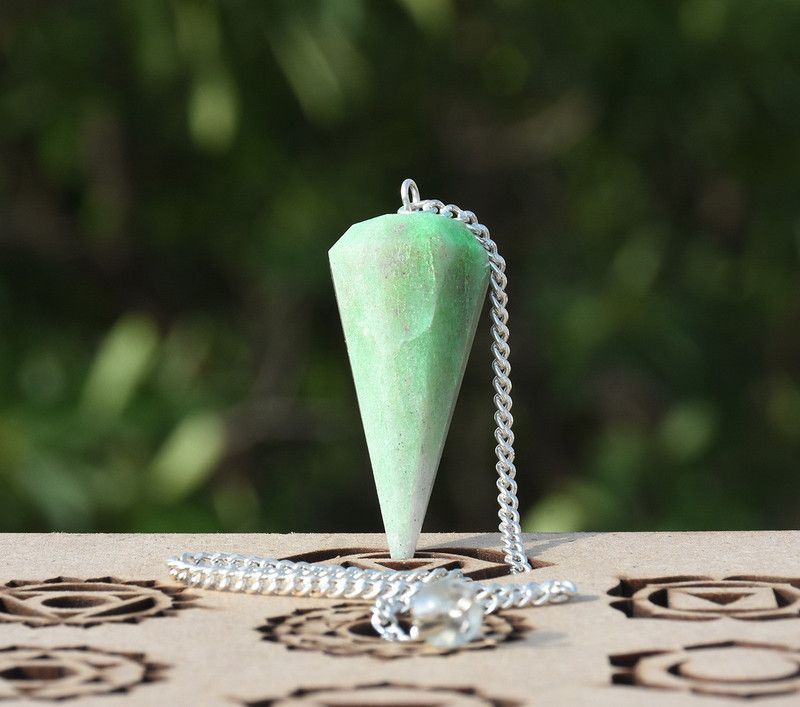 Reshamm Green Aventurine Crystal Natural pendulum with chain 1pc Decorative Showpiece - 11 cm  (Crystal, Green)