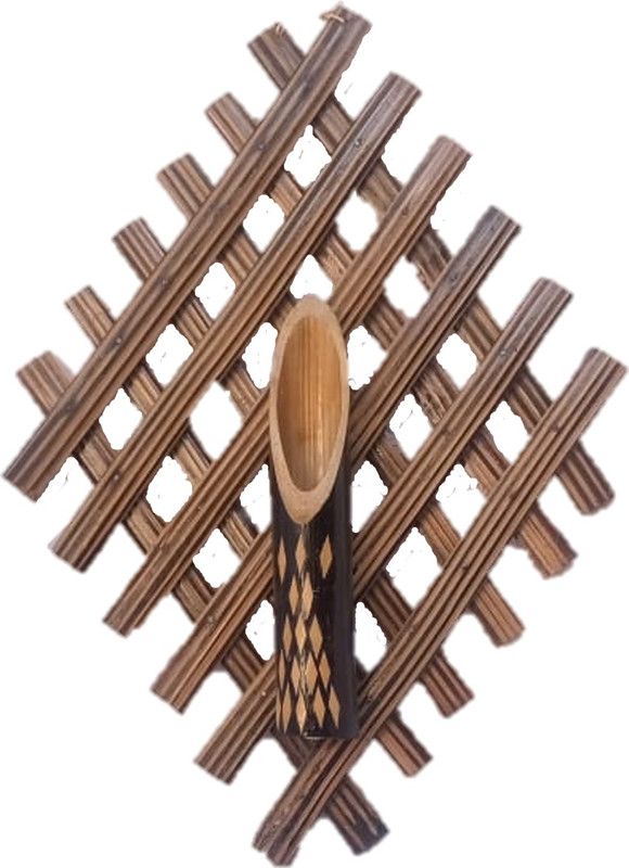MiiArt Wall Hanging Flower Pot for Home Decoration,Decorative Bamboo Flower Pot showpiece for Office Home Decoration,Business Gifts(size-18 inch) Pack of 1 Set.  (44 cm X 34 cm, Brown)