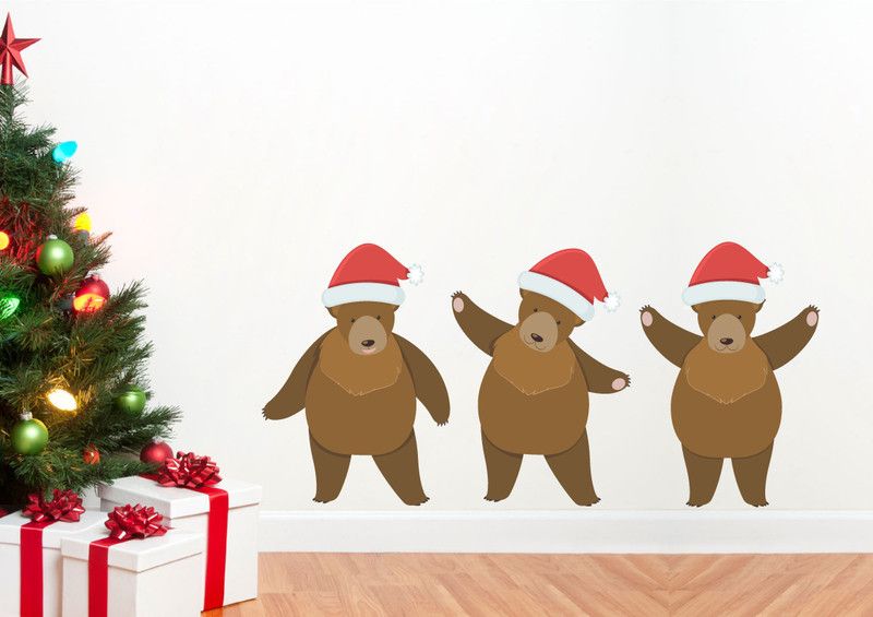 Decor studio 48 cm Dancing cartoon bear multicolor pvc vinyl wall sticker Self Adhesive Sticker  (Pack of 1)