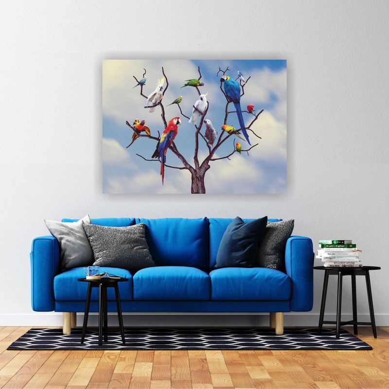 N Vir Pre Press Full HD Digital UV Print Canvas Painting Modern Art Birds Home Decorative Gift Item Framed Wall Painting for Living Room, Bedroom, Office, Hotels, Drawing Room Canvas 12 inch x 12 inch Painting  (With Frame)