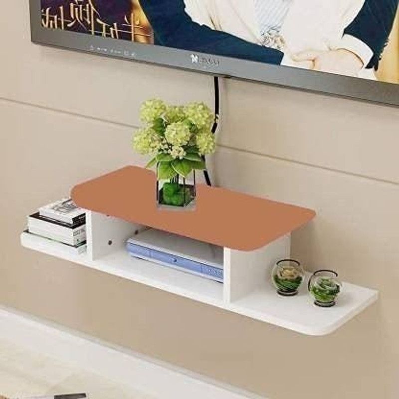 MOURYASHOPEE Black TV Setup Box Wall Shelf Living Room MDF (Medium Density Fiber) Wall Shelf  (Number of Shelves - 4, White, Multicolor)