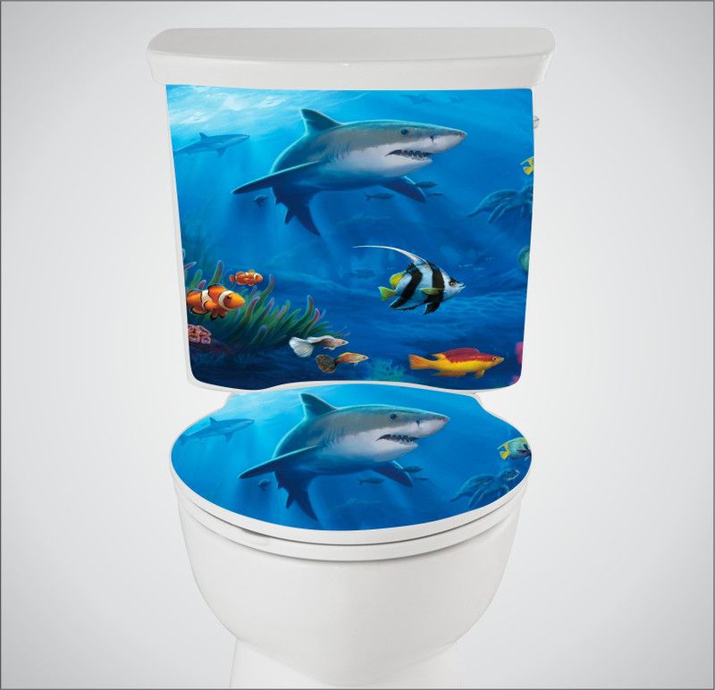 JSS DECORATIONS DESIGNS 38 cm Sea animals Toilet Seat Sticker ( Size :- 38 X 33 cm )GDDS05 NEW Self Adhesive Sticker  (Pack of 1)