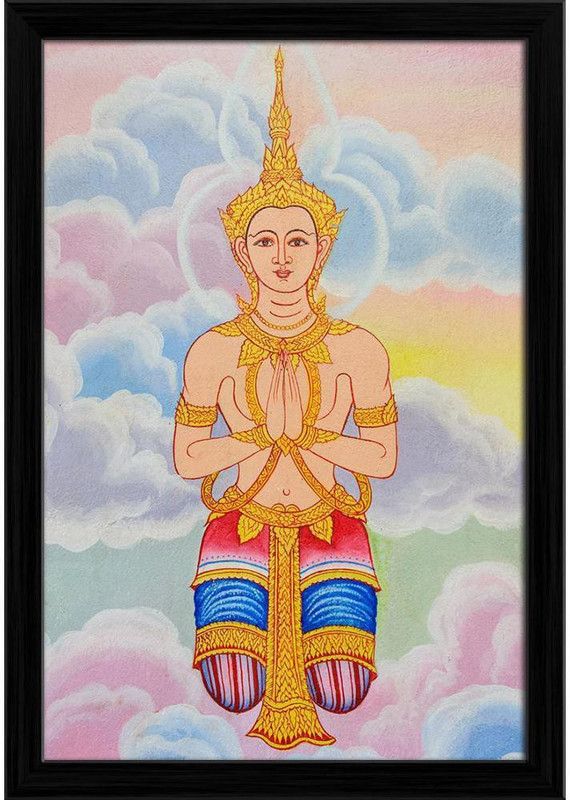 Artzfolio Buddhist Church Thailand Framed Wall Art Painting Print Canvas 16.9 inch x 12 inch Painting  (With Frame)
