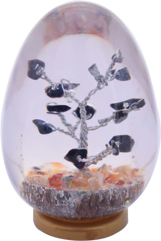 Abn Traders Black Tourmaline Stone Egg Tree Vastu Gamstone Decorative Showpiece - 6 cm  (Stone, Multicolor)