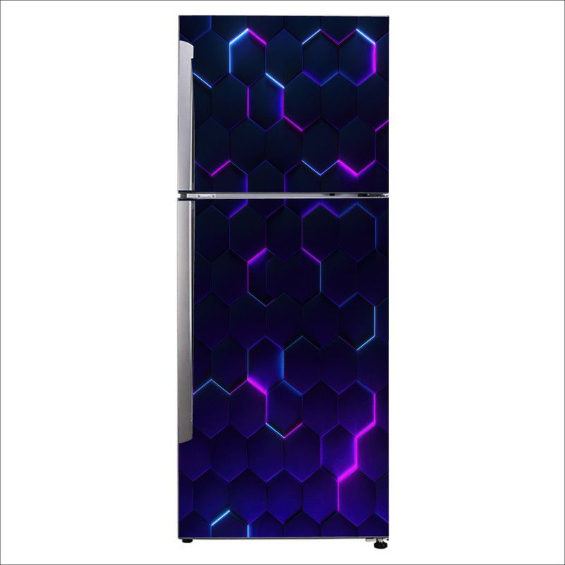 Advait Designs 60 cm Advait Designs Decorative hexagon polygon glowing joins Extra Large Fridge Sticker Self Adhesive Sticker  (Pack of 1)