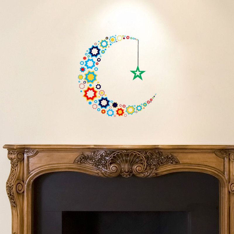 Lakshit Enterprises 61 cm abstract decorative moon stars wall sticker Self Adhesive Sticker  (Pack of 1)