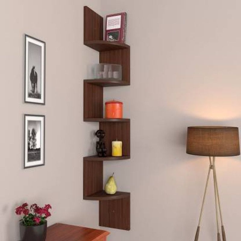 ANB Enterprises MDF (Medium Density Fiber) Wall Shelf  (Number of Shelves - 5, Brown)