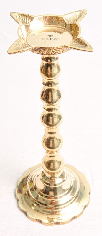 dinodink Premium Handcrafted Brass Diya Oil Lamp Stand I Gacha Prodeep I 11 INCH Brass Table Diya  (Height: 11 inch)