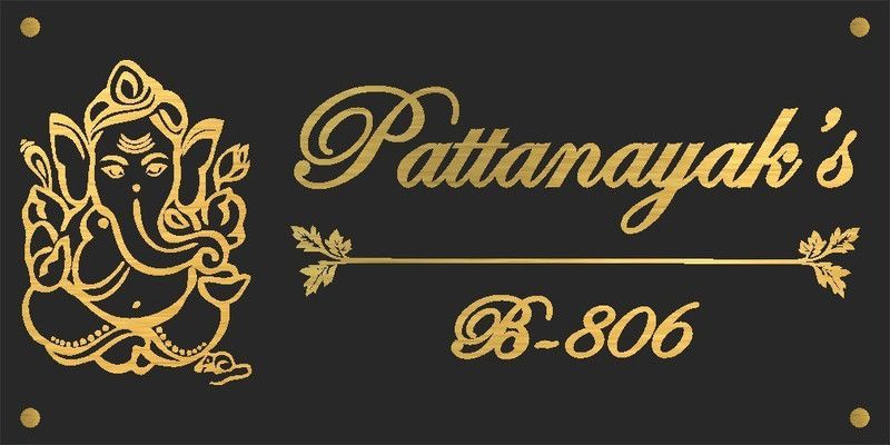 steel world Stainless Steel HOUSE, APPARTMENT, FLATS, OFFICE Name Plate  (Black, Gold)