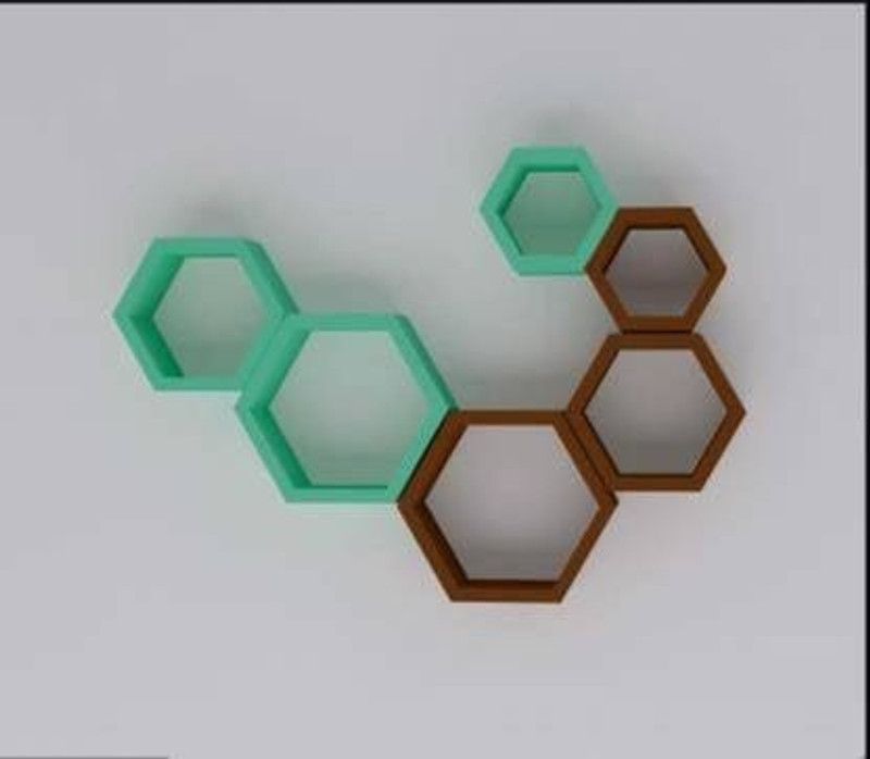 ANB Enterprises MDF (Medium Density Fiber) Wall Shelf  (Number of Shelves - 6, Green, Brown)