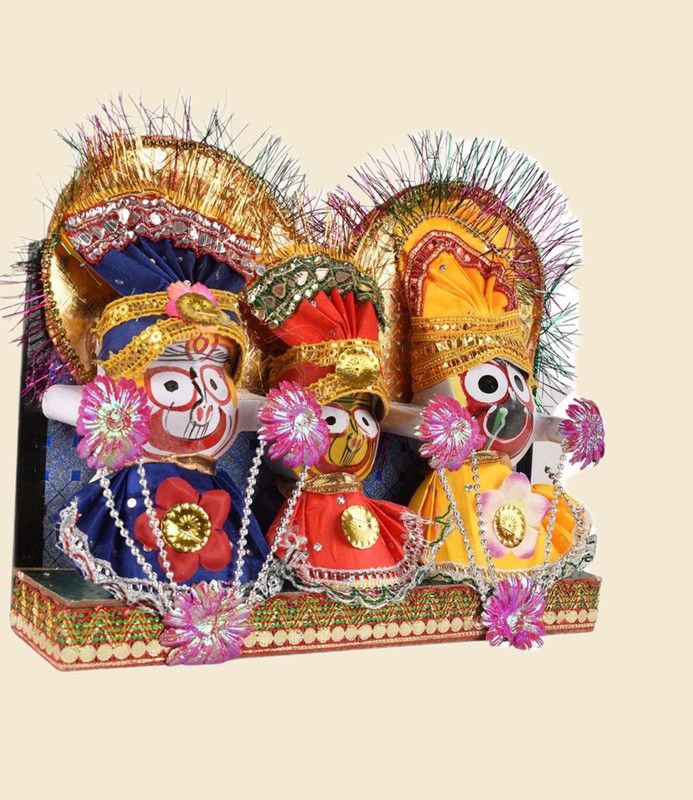 Jagannath Dham Vignu handicrafts lord Jagannath decorative showpiece Decorative Showpiece - 10.1 cm  (Plastic, Wood, Pink)