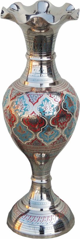 Brass Gift Center Brass Vase  (14 inch, Multicolor)