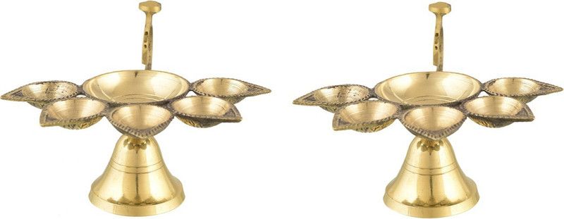 VALUE CRAFTS Brass (Pack of 2) Table Diya Set  (Height: 2.9 inch)