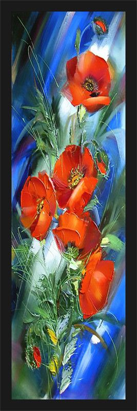 HK Prints Portrait Flower Scenery Painting 8X20 Inch M-17 Digital Reprint 20 inch x 8 inch Painting  (With Frame)