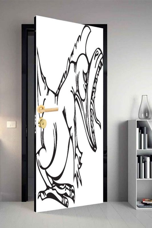 QTH 213 cm Line Art Dor-1134 Design Door Sticker Self Adhesive Sticker  (Pack of 1)