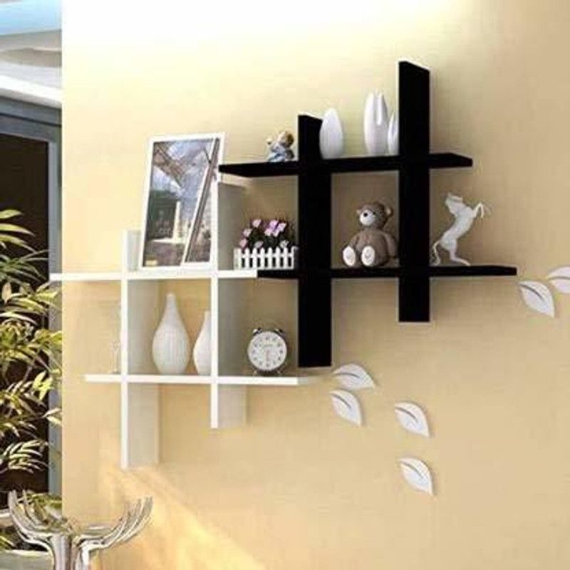 A.K WOOD ARTS Home Decoration Wall Rack Shelves/Floating Shelf ( MDF (Medium Density Fiber) Wall Shelf  (Number of Shelves - 2, Black, White)