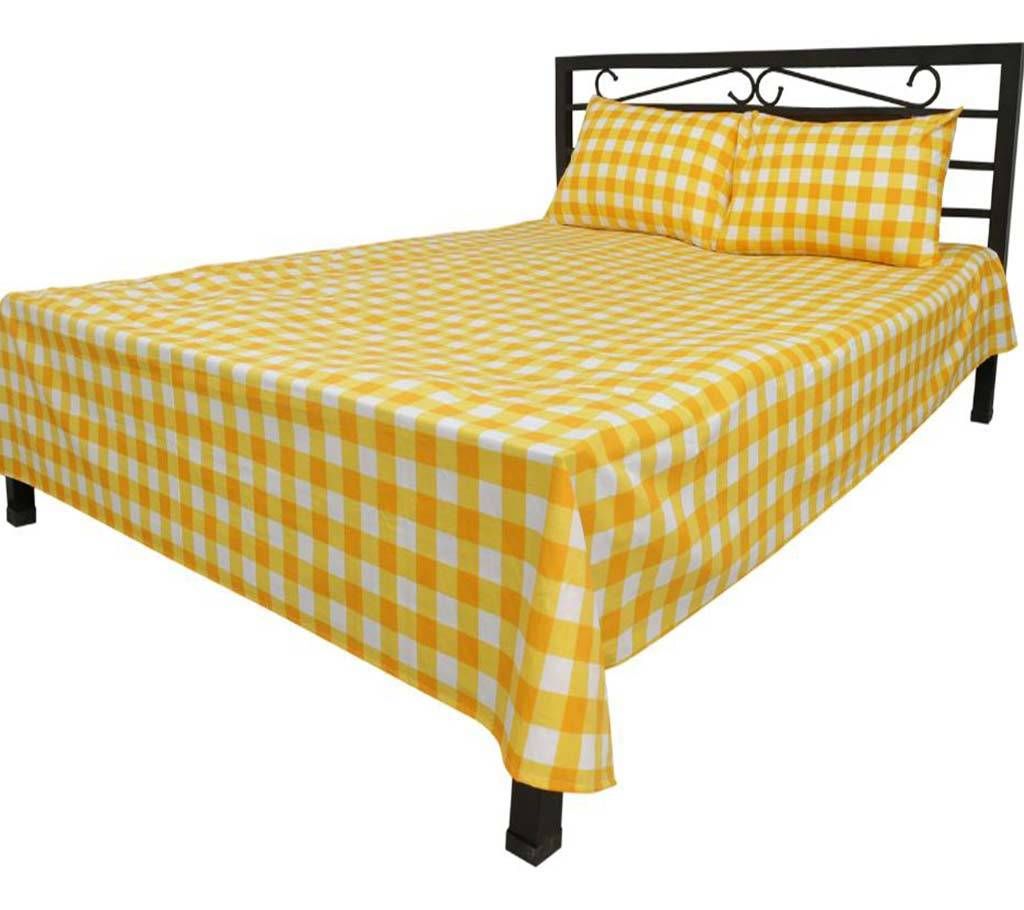 King size Cotton Double Bed Sheet Set with Two Pillow Cover