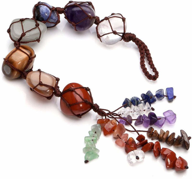 GEMTUB Handcrafted 7 Chakras Healing Crystals Home/Car Hanging Decorative Showpiece - 5 cm  (Crystal, Multicolor)