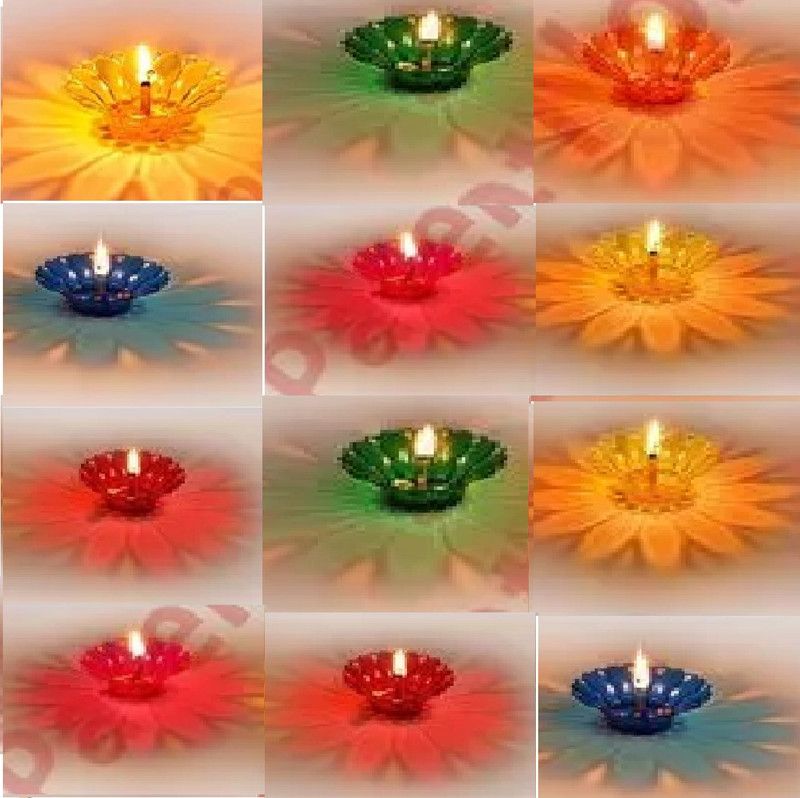 sell net retail SNR 24PCS Sai Ram ( Reflection Diya) Plastic (Pack of 24) Table Diya  (Height: 2 inch)