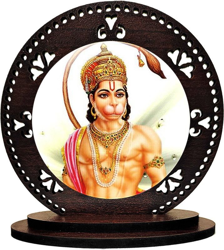 febiaa Hanuman Decorative Showpiece - 8 cm  (Wood, Multicolor)
