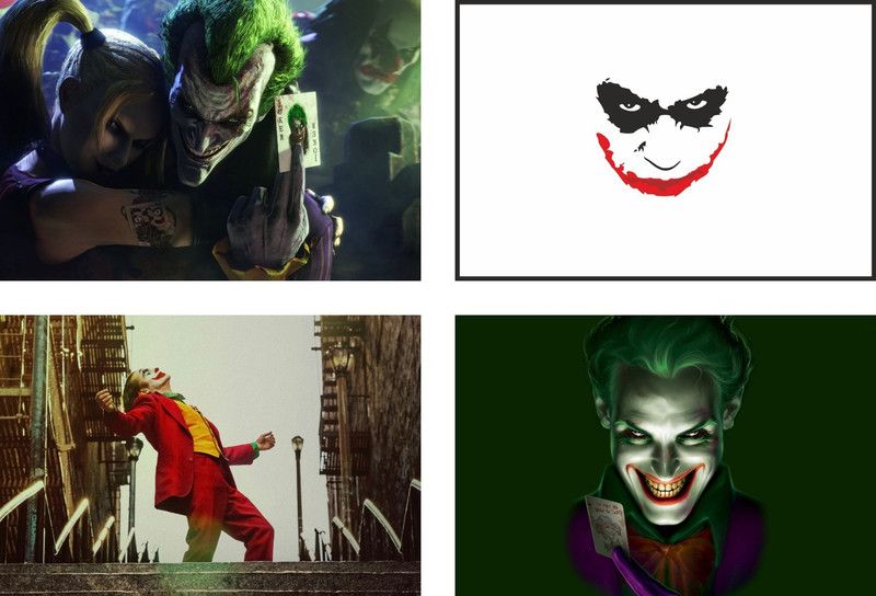 Pack of 4 Joker Artwork Posters | For Joker Lovers | HD Poster for Wall decor (300GSM Thick Paper, Gloss Laminated) Paper Print  (12 inch X 18 inch, Rolled)