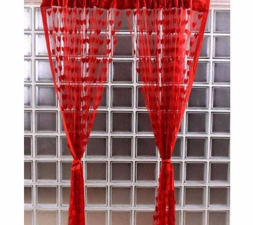 Handloomhub Red Heart Curtains 2 Pcs