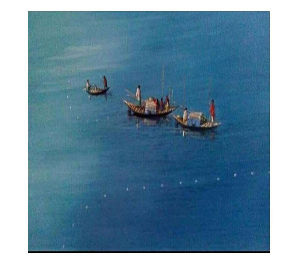River boats painting by Salim Ahmed 