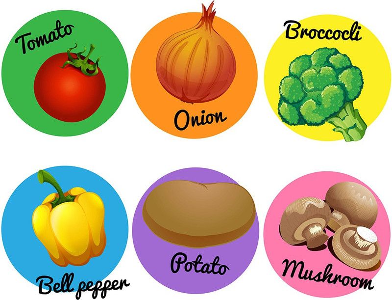 Wollfill 57 cm Name of Vegetables Wallsticker 80 X 60 cm Self Adhesive Sticker  (Pack of 1)