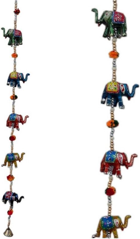 Home Decor - Spiritual & Festive Decor Rajasthani Elephant Door Hanging -2001 Decorative Showpiece - 5 cm  (Paper Mache, Multicolor)