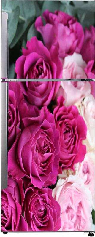 Advait Designs 60 cm Advait Designs Decorative beautiful pink and white roses wallpaper sticker for fridge décor Self Adhesive Sticker  (Pack of 1)