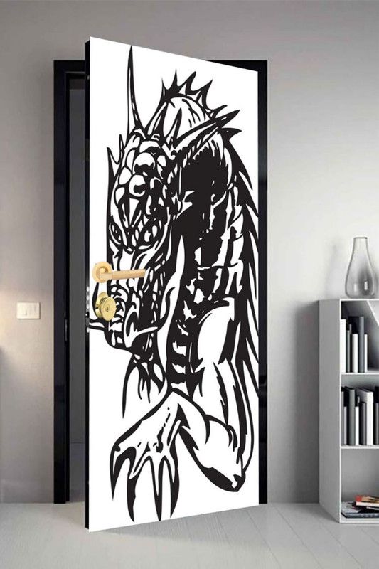 QTH 29.8 cm QTH Skull Dor-7059 Design Door Sticker Self Adhesive Sticker  (Pack of 1)
