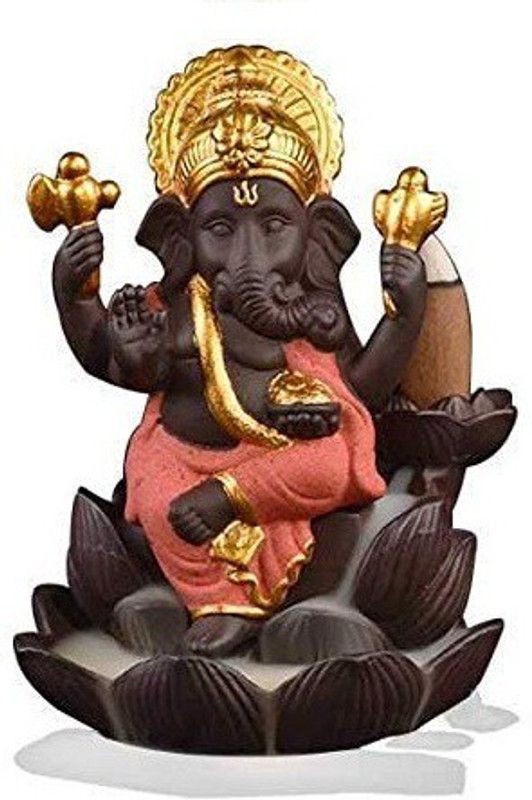 eeka Beautiful Ganesha Smoke Fountain Backflow Incense Cone Holder Decorative Showpiece - 12 cm  (Polyresin, Multicolor)