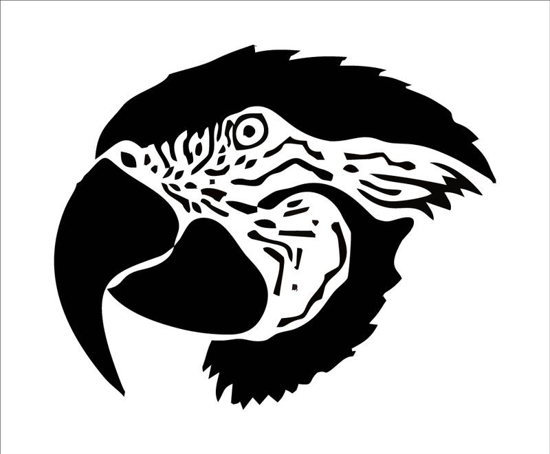 Crown Decals 56 cm abstract black decal decorative parrot face wall sticker Self Adhesive Sticker  (Pack of 1)