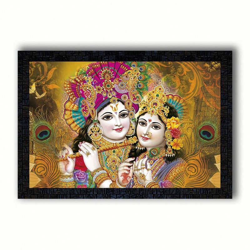 Poster N Frames Print of Radha Kishna with wooden synthetic frame Digital Reprint 14 inch x 20 inch Painting  (With Frame)
