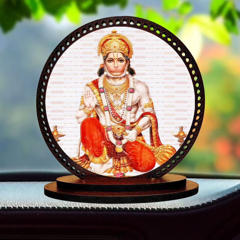 GiftzLane Hanuman Idol for Car Dashboard, Home & Temple Decorative Showpiece - 3 cm  (Wood, Multicolor)
