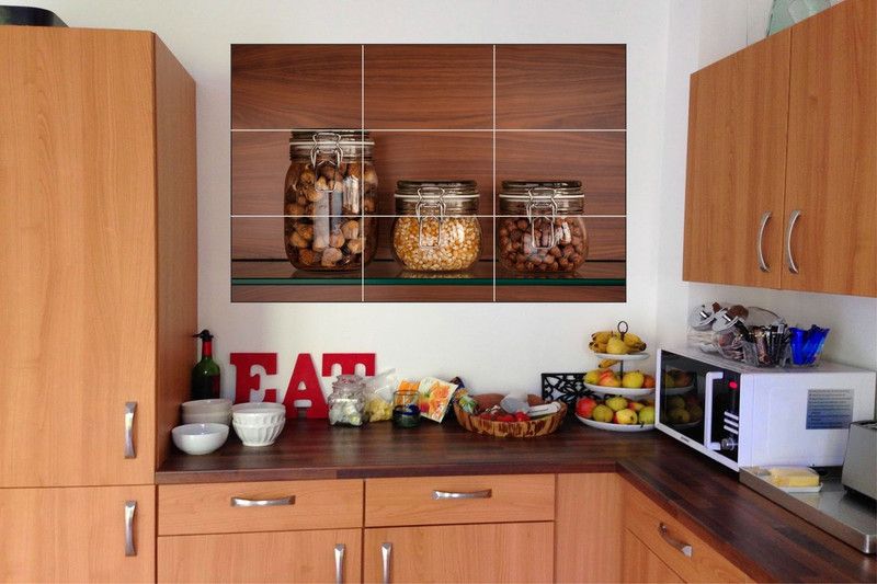 skgraphics 49 cm Glass Jar Waterproof Kitchen wallpaper/poster (pvc vinyl multicolor decorative sticker size:-75x49cm) Self Adhesive Sticker  (Pack of 1)
