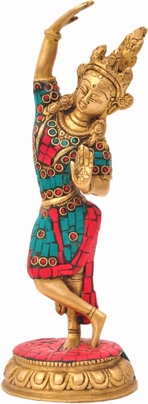Aesthetic Decors Mayadevi Standing Decorative Showpiece - 22 cm  (Brass, Multicolor)