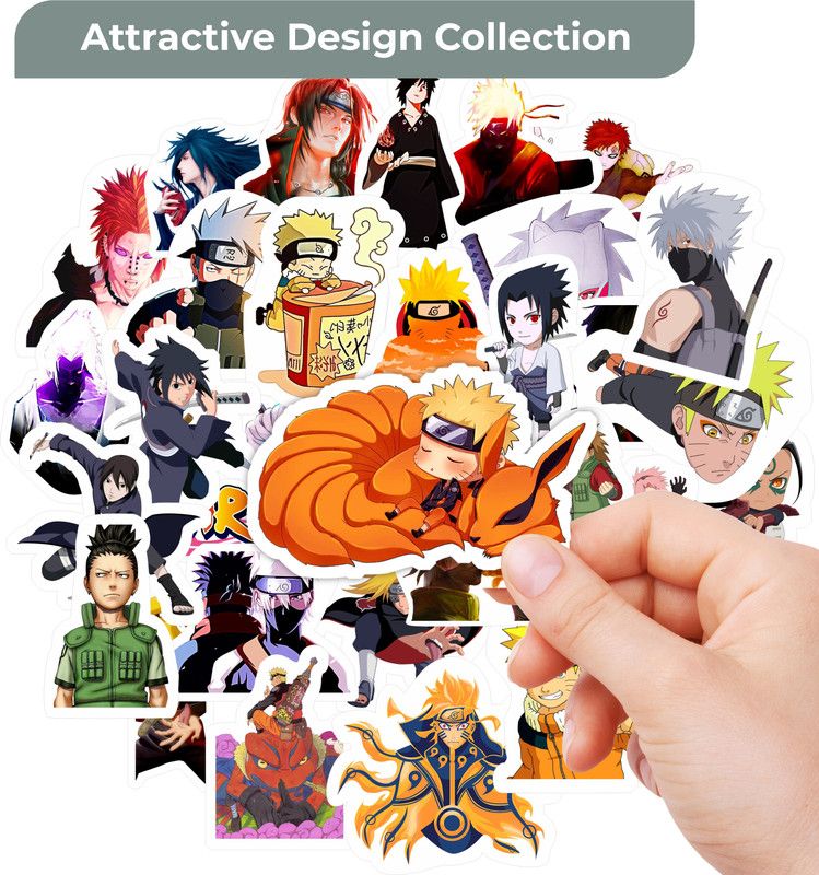 Rousrie 7.62 cm ( Pack of 50 ), Non duplicate, Cute Naruto stickers for laptops, journaling, scrapbooking, Self Adhesive Sticker  (Pack of 50)