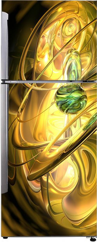 Advait Designs 60 cm Advait Designs decorative abstract 3d golden beautiful design extra lardge fridge sticker for fridge decor (pvc vinyl multicolor) Self Adhesive Sticker  (Pack of 1)