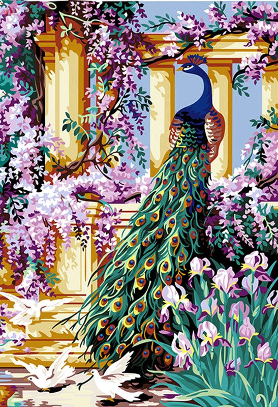 Peacock Digital Painting Poster Wall Poster Print on Art Paper 13x19 Inches Paper Print  (19 inch X 13 inch, Rolled)