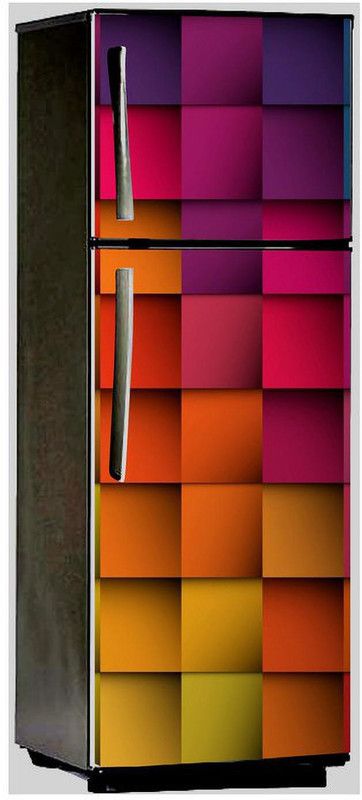 Advait Designs 60 cm Advait Designs abstract decorative colourful square design full fridge cover wallpaper poster extra large fridge sticker (pvc vinyl covering area 61cm X 160cm ) Self Adhesive Sticker  (Pack of 1)