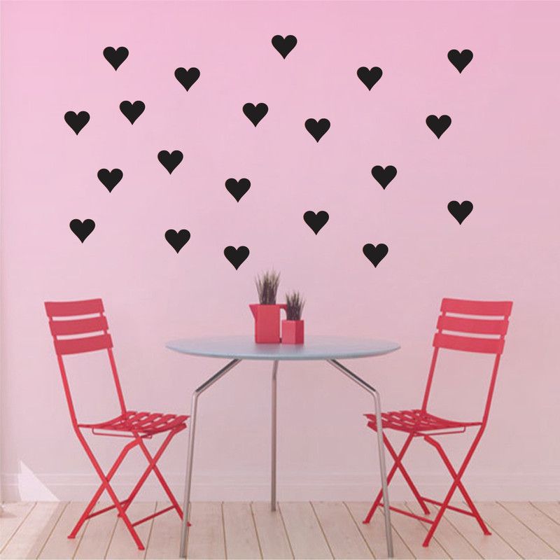 Sudarshan Creatives Hearts shape Black Matte wooden sticker for home decorationPack of 20 Pack of 20  (8 cm, Black)