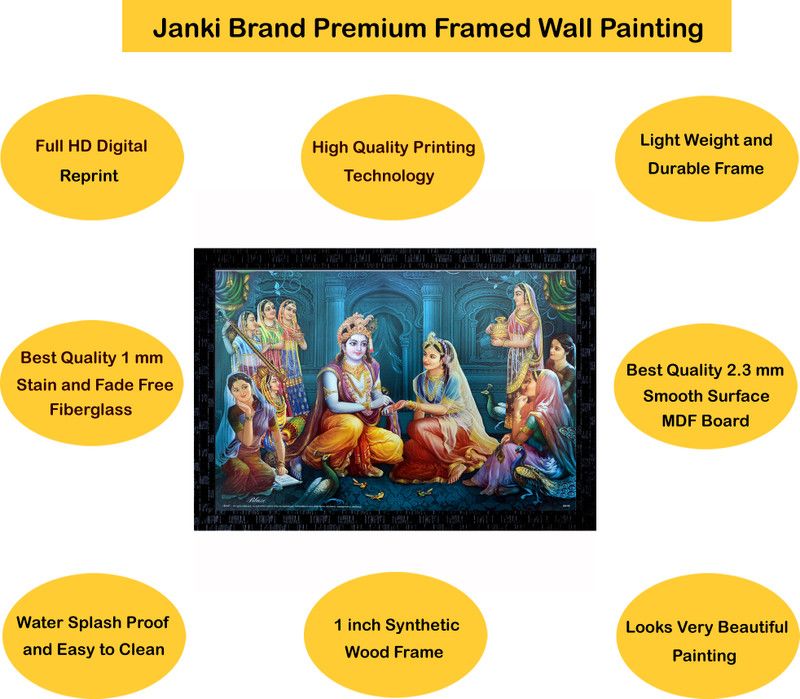 Janki Beautiful Radha Krishan Wall Painting Canvas 14 inch x 20 inch Painting  (With Frame)