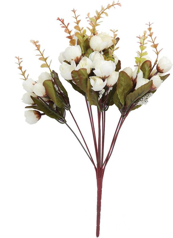 ALLNAYAK Beautiful Decorative Artificial Rose Flower Arrangement Bouquet for Home Décor White Rose Artificial Flower  (15 inch, Pack of 1, Flower Bunch)
