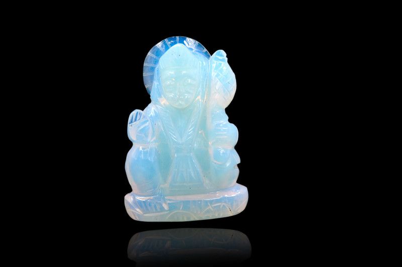 Pandit NM Shrimali Opal Stone Hanuman Statue Hanumana Murti Shri Hanuman ji Idol (Material: Opal, Weight: 115 gm) Decorative Showpiece - 6 cm  (Stone, Clear)