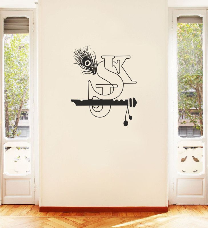 JSS DECORATIONS DESIGNS 55 cm Krishna Flute Wall Stickers ( 55Cm X 45Cm ) Self Adhesive Sticker  (Pack of 1)