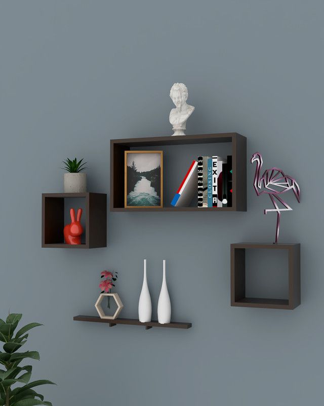 Flipkart Perfect Homes Wooden Wall Shelf  (Number of Shelves - 4, Brown)