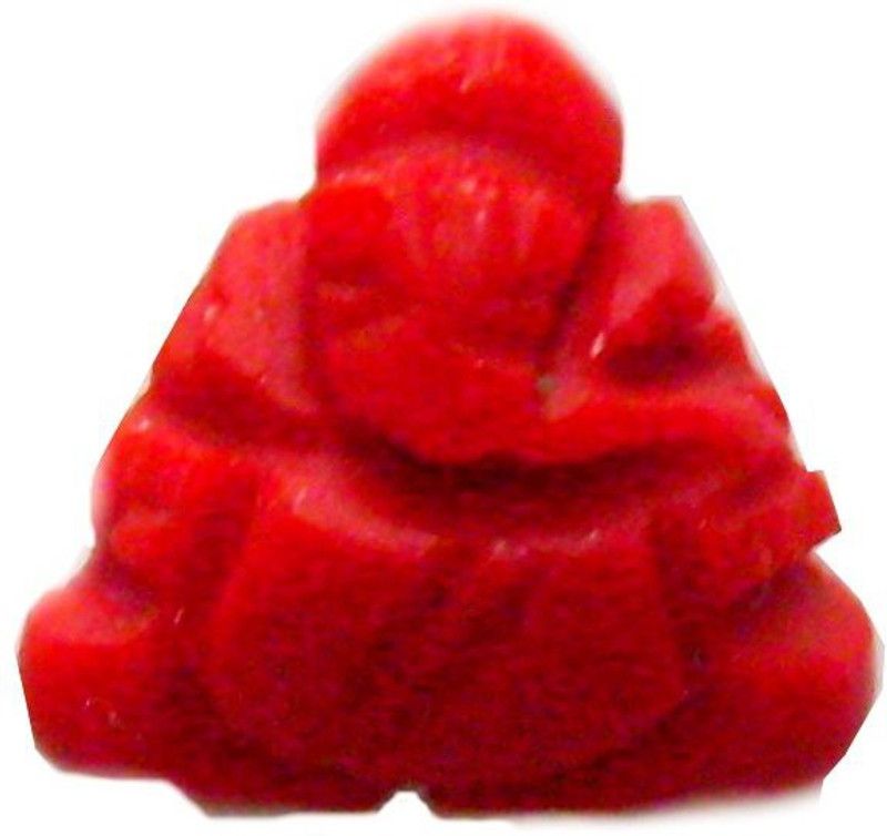 Ratehalf Ganesha Carved on Synthetic Triangular Red corel (Moonga) Decorative Showpiece - 6 cm  (Stone, Red)