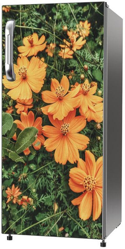 Ainan Decor 60 cm Beautiful Yellow Flowers Single Door Fridge Sticker (60x120 cm) Self Adhesive Sticker  (Pack of 1)
